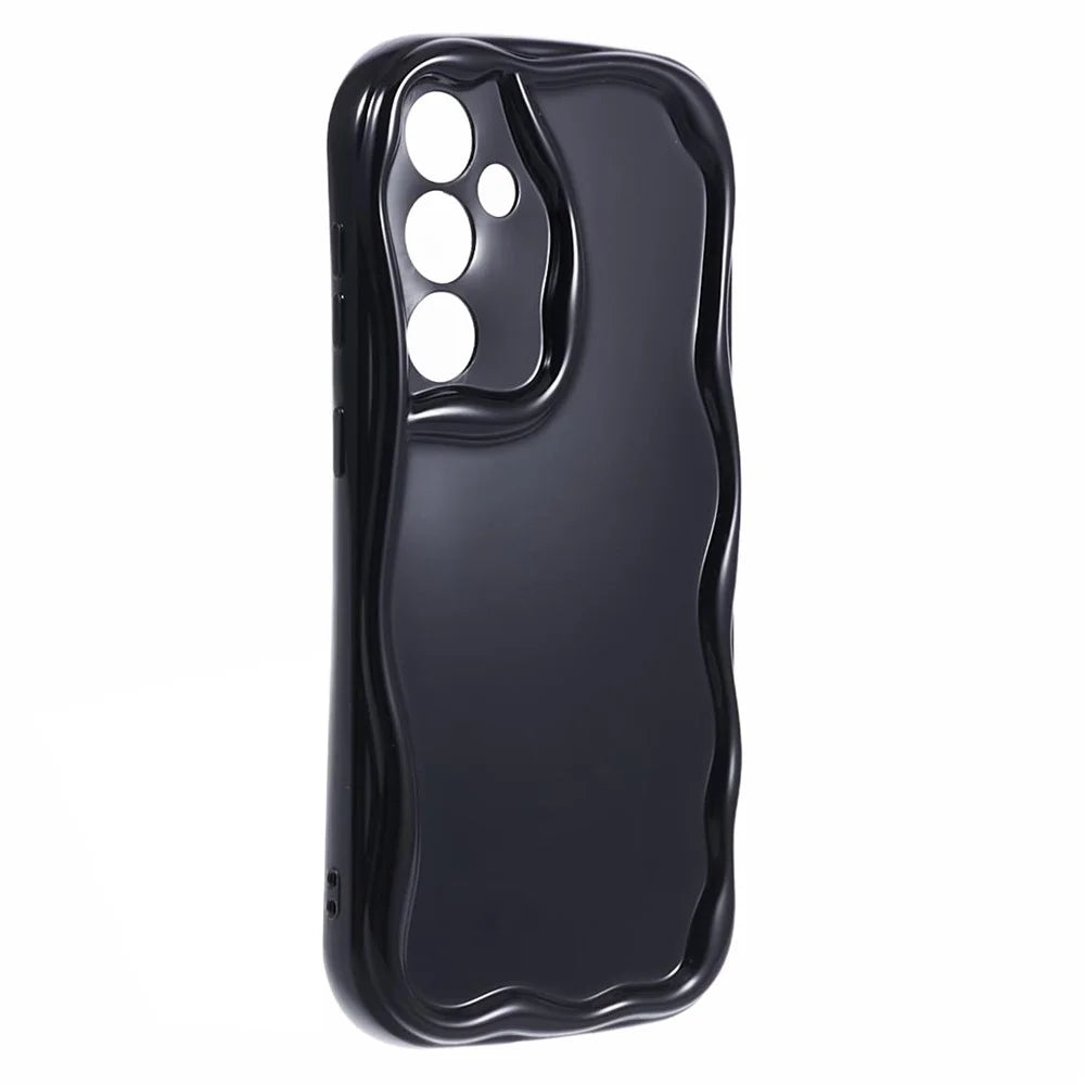 YX Series For Samsung Galaxy S23 FE Phone Case Wave Shape Soft TPU Cover (Precise Cutout) - Black - 3