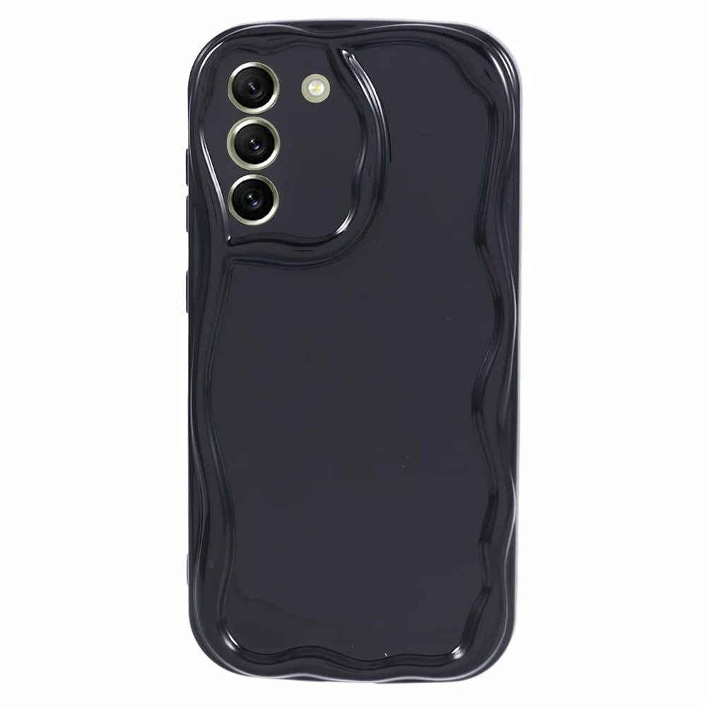YX Series For Samsung Galaxy S21 FE 5G Case Wave Design Soft TPU Phone Cover (Precise Cutout) - Black - 1