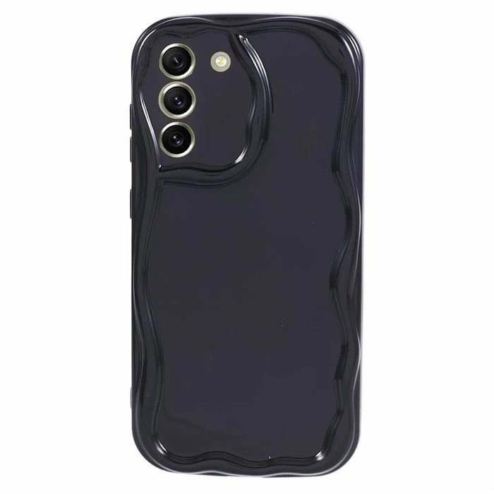 YX Series For Samsung Galaxy S21 FE 5G Case Wave Design Soft TPU Phone Cover (Precise Cutout) - Black - 1