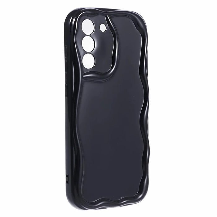YX Series For Samsung Galaxy S21 FE 5G Case Wave Design Soft TPU Phone Cover (Precise Cutout) - Black - 3
