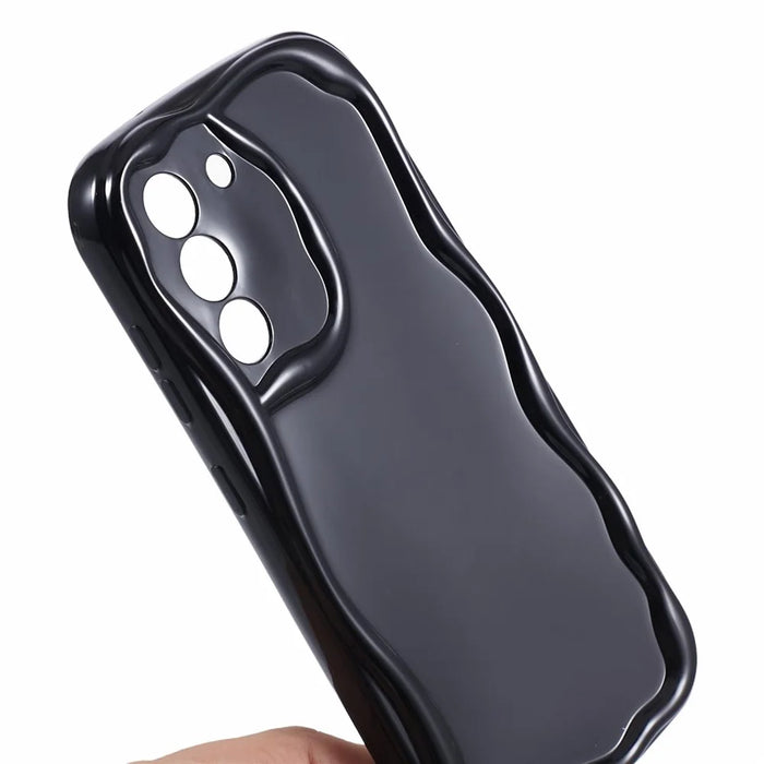 YX Series For Samsung Galaxy S21 FE 5G Case Wave Design Soft TPU Phone Cover (Precise Cutout) - Black - 7