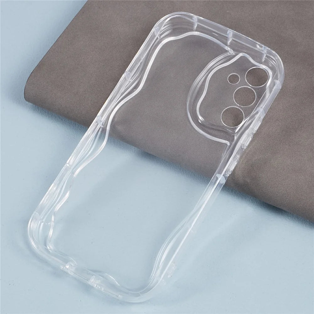 YX Series For Samsung Galaxy A24 4G (162.1 x 77.6 x 8.3mm) Case Wave Curly Precise Cutout Lens Protection Phone Cover - Transparent - 3