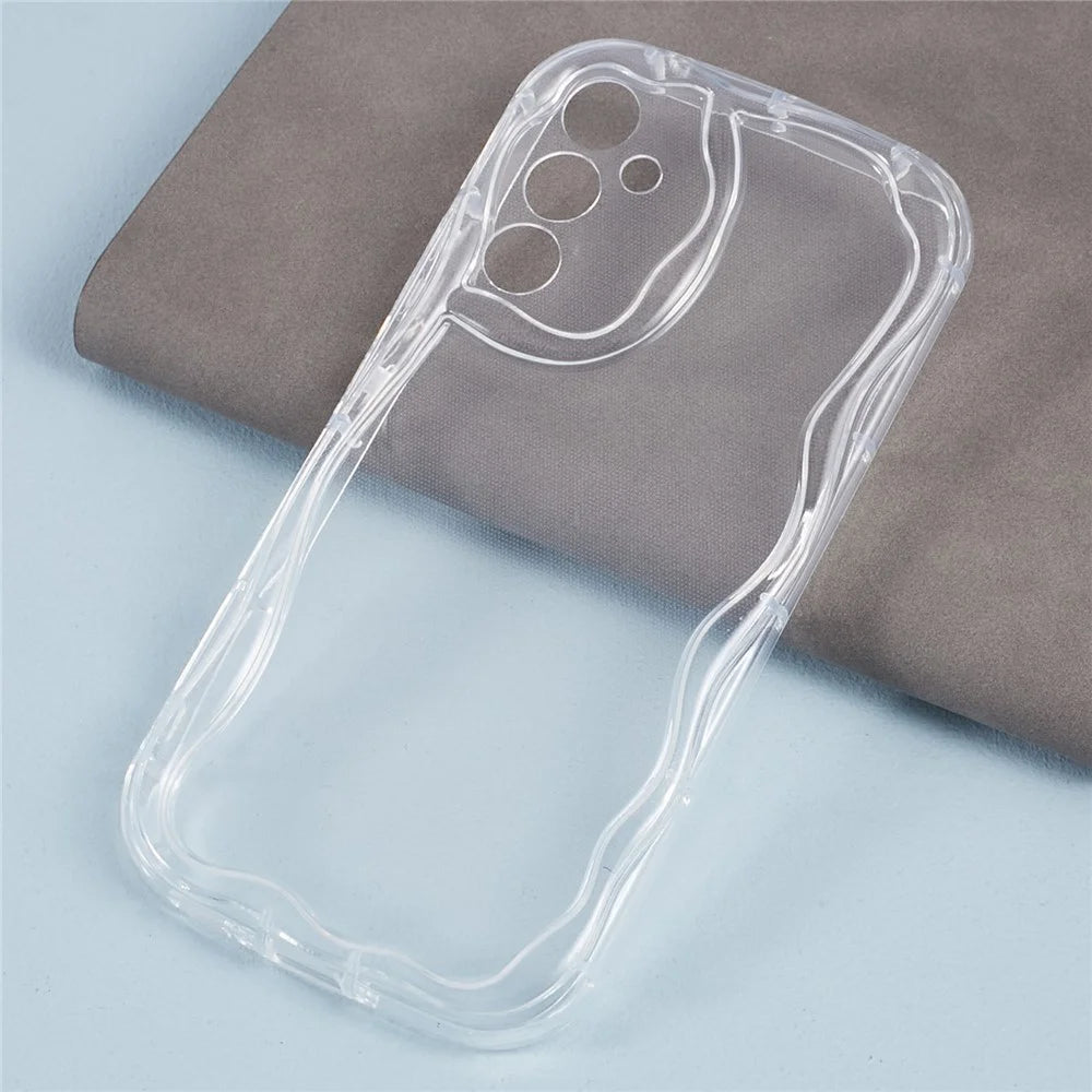 YX Series For Samsung Galaxy A24 4G (162.1 x 77.6 x 8.3mm) Case Wave Curly Precise Cutout Lens Protection Phone Cover - Transparent - 4