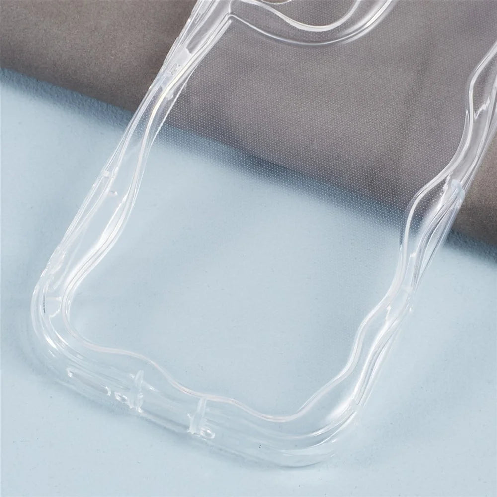 YX Series For Samsung Galaxy A24 4G (162.1 x 77.6 x 8.3mm) Case Wave Curly Precise Cutout Lens Protection Phone Cover - Transparent - 6