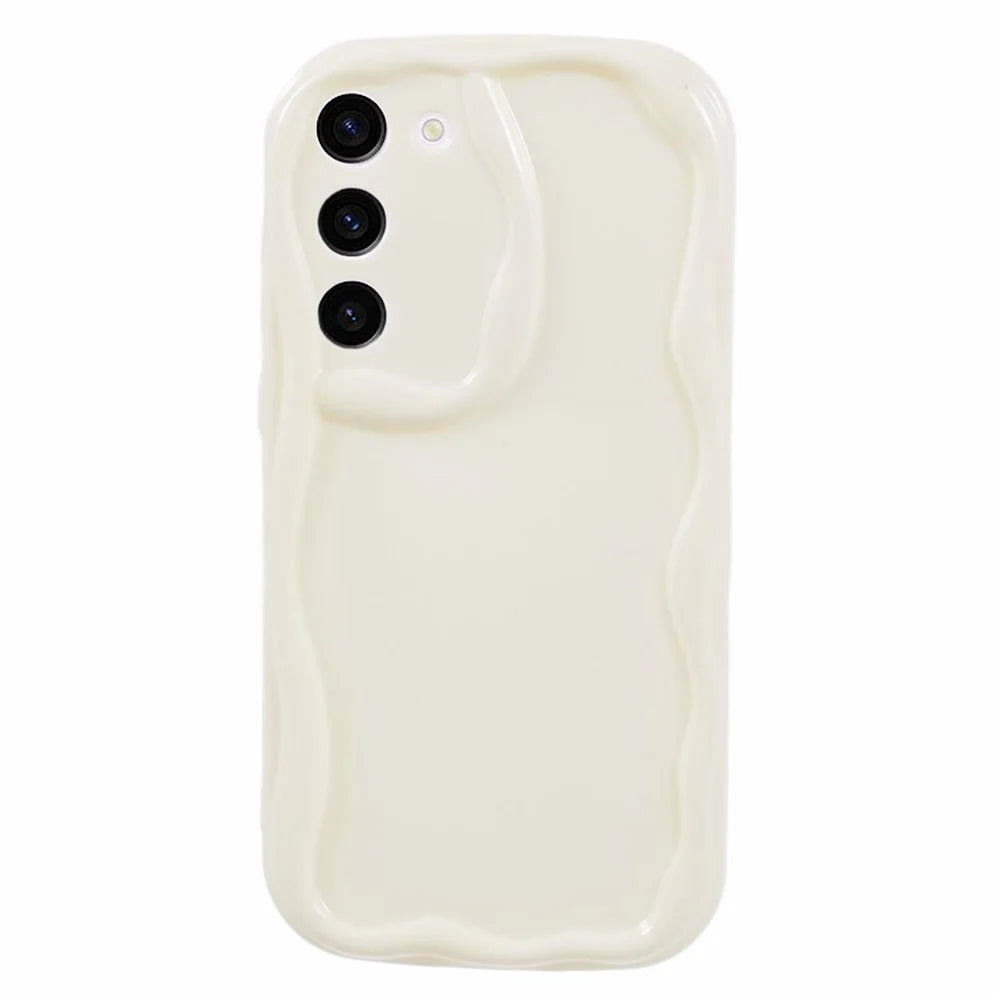 YX Series For Samsung Galaxy S21 5G / 4G Case Precise Cutout Wavy Back Phone Cover - White - 1