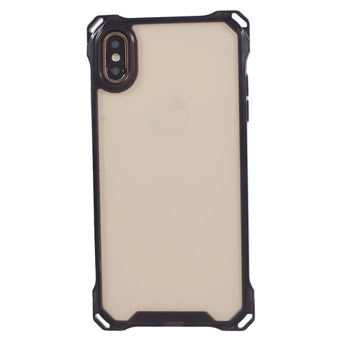 For iPhone XS Max Case TPU Frame Clear Acrylic Back Phone Cover - Transparent Black - 1