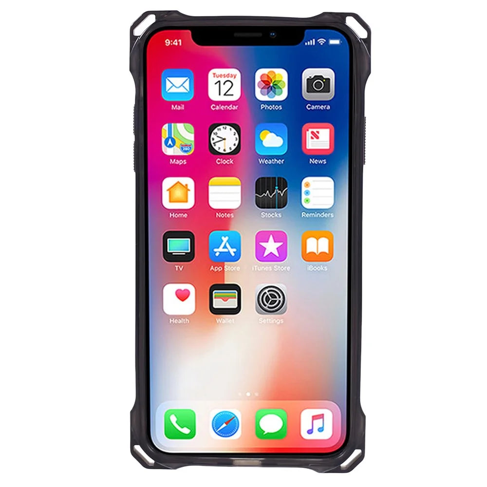 For iPhone XS Max Case TPU Frame Clear Acrylic Back Phone Cover - Transparent Black - 2