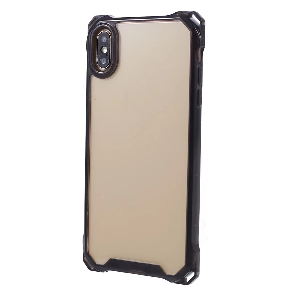 For iPhone XS Max Case TPU Frame Clear Acrylic Back Phone Cover - Transparent Black - 3
