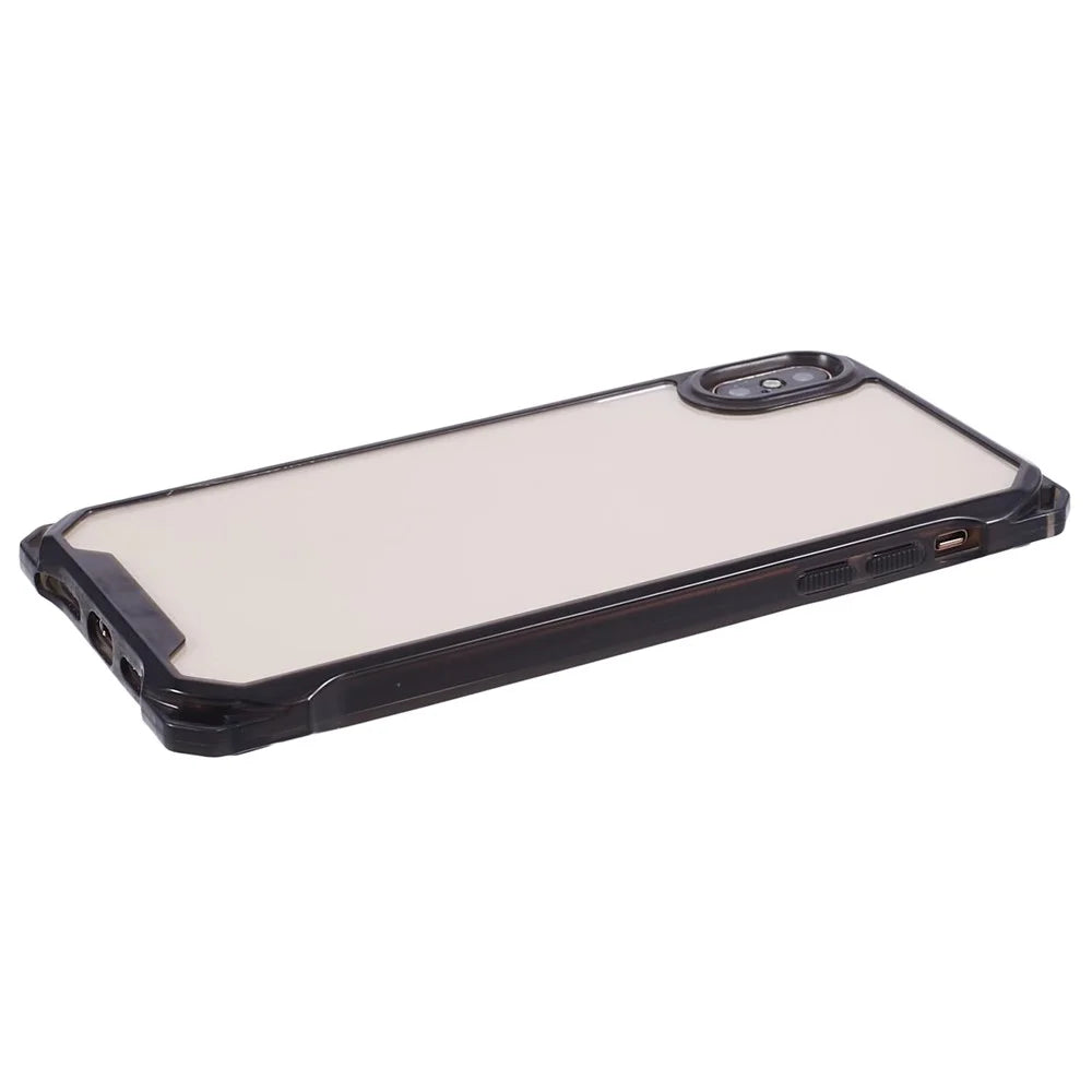 For iPhone XS Max Case TPU Frame Clear Acrylic Back Phone Cover - Transparent Black - 4