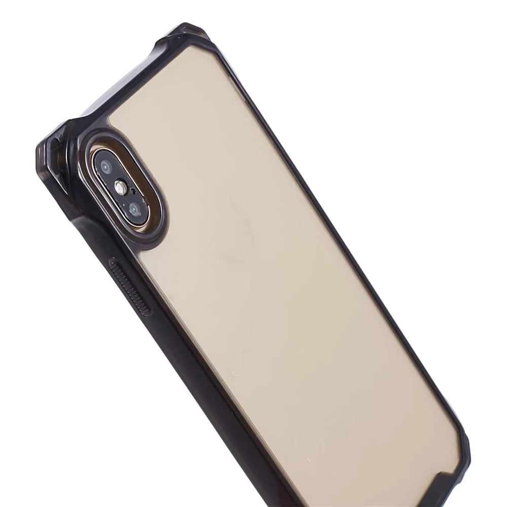 For iPhone XS Max Case TPU Frame Clear Acrylic Back Phone Cover - Transparent Black - 5