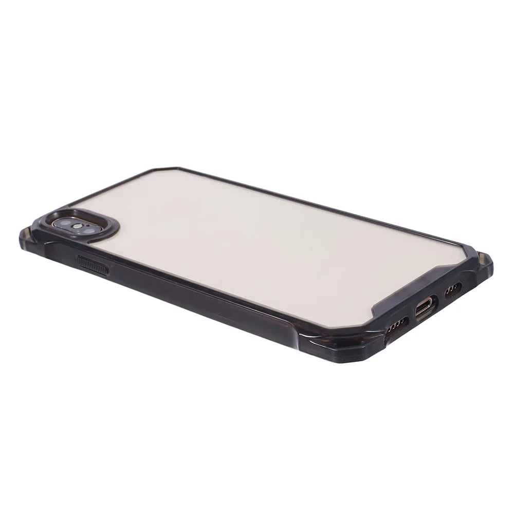 For iPhone XS Max Case TPU Frame Clear Acrylic Back Phone Cover - Transparent Black - 6