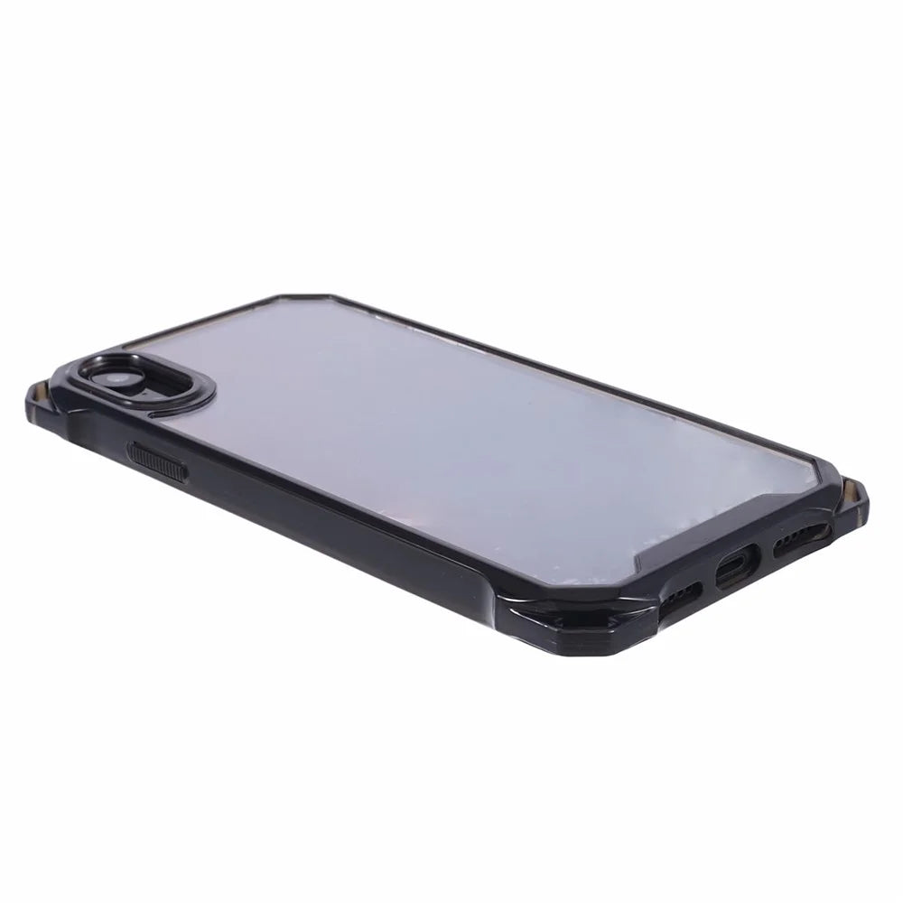For iPhone XR 6.1 inch Case Anti-drop TPU+Acrylic Phone Back Cover (Big Rear Lens Hole) - Transparent Black - 6