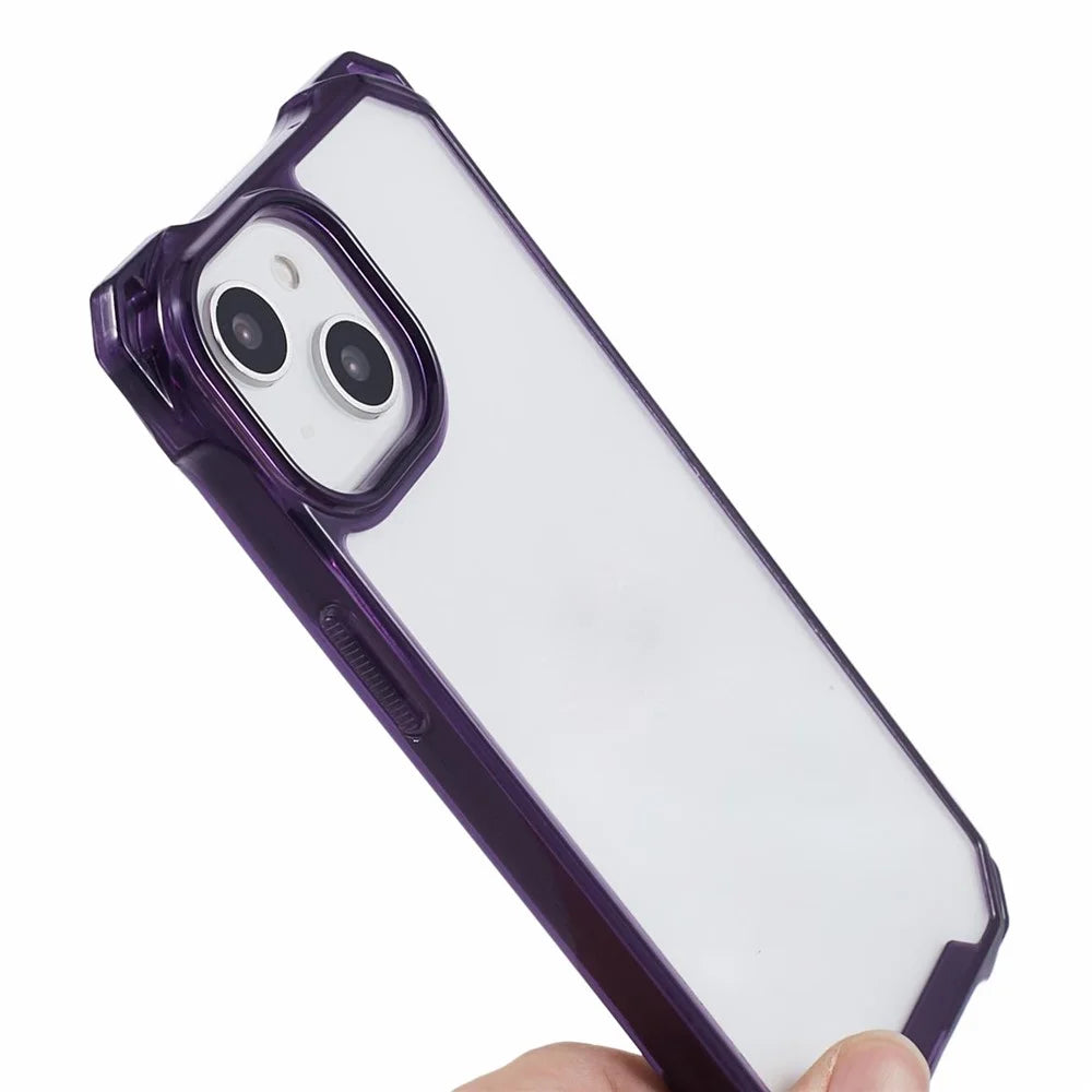 For iPhone 15 Plus Case Shockproof TPU+Acrylic Slim Phone Case - Transparent Purple - 6