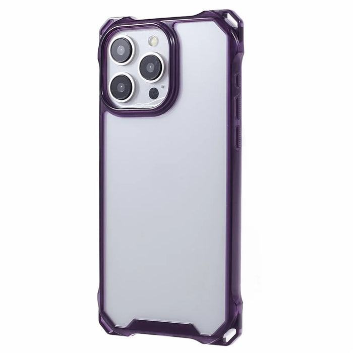 For iPhone 15 Pro Max Phone Case 4 Corner Shock Absorption Cover - Transparent Purple - 1