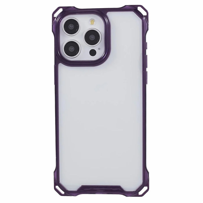 For iPhone 15 Pro Protective Case Reinforced Corner Clear Phone Cover - Transparent Purple - 3
