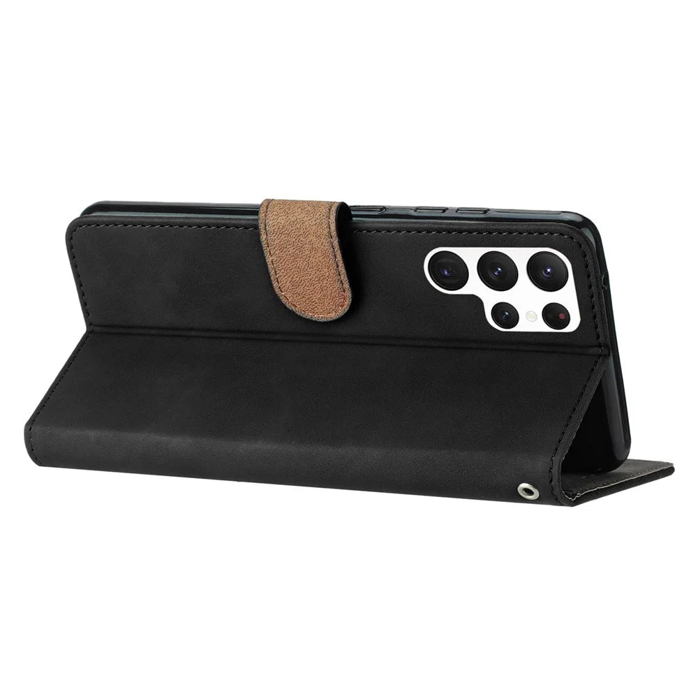 For Samsung Galaxy S24 Ultra Case PU Leather Wallet Imprinted Butterfly Stand Phone Cover - Black - 4