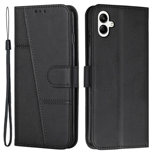 For Samsung Galaxy A05 4G Leather Case Magnetic Clasp Wallet Flip Phone Cover - Black - 1