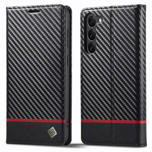 LC.IMEEKE For Samsung Galaxy S24 Case TPU+PU Leather Drop-proof Smart Phone Wallet Cover - Horizontal Stripe - 1