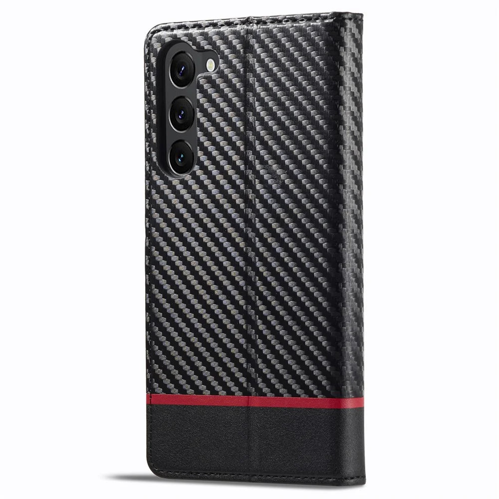 LC.IMEEKE For Samsung Galaxy S24 Case TPU+PU Leather Drop-proof Smart Phone Wallet Cover - Horizontal Stripe - 7