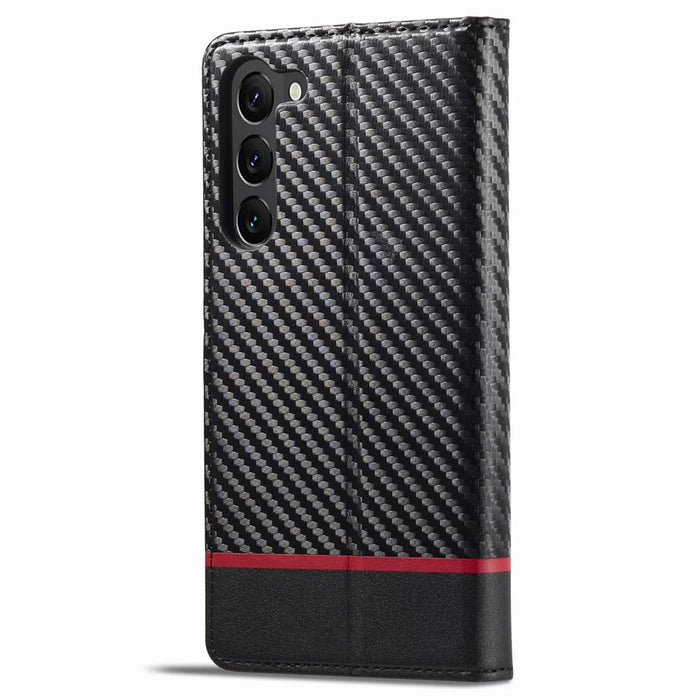 LC.IMEEKE For Samsung Galaxy S24 Case TPU+PU Leather Drop-proof Smart Phone Wallet Cover - Horizontal Stripe - 7