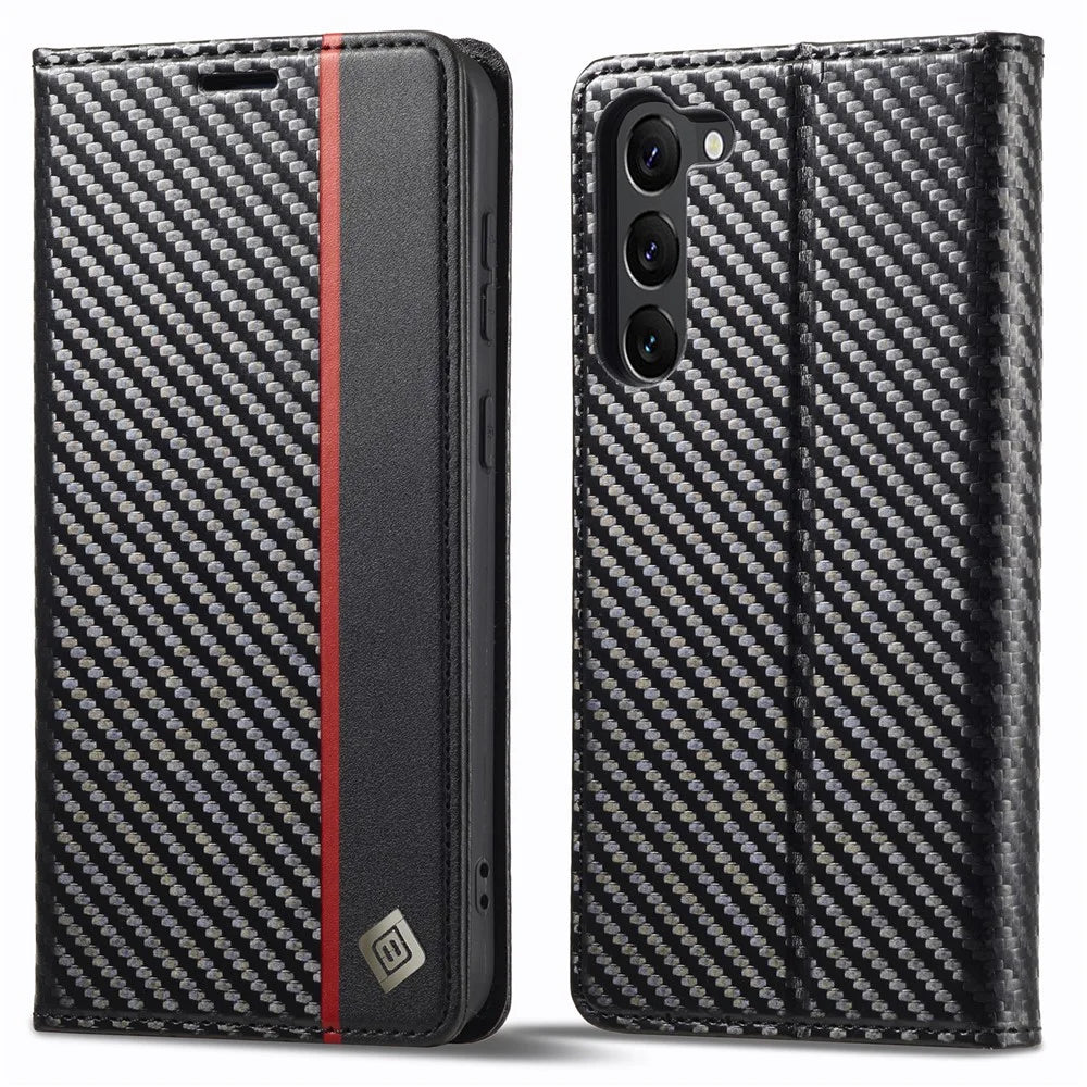 LC.IMEEKE For Samsung Galaxy S24+ Phone Case Shockproof Carbon Fiber Texture Protective Cover - Vertical Stripe - 1