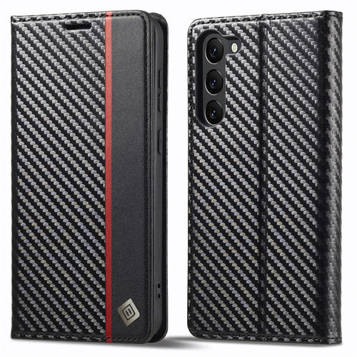 LC.IMEEKE For Samsung Galaxy S24+ Phone Case Shockproof Carbon Fiber Texture Protective Cover - Vertical Stripe - 1