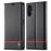 LC.IMEEKE For Samsung Galaxy A15 5G / A15 4G Phone Case Carbon Fiber Texture Shell PU Leather Cover - Horizontal Stripe - 1