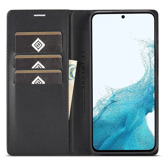 LC.IMEEKE For Samsung Galaxy A15 5G / A15 4G Phone Case Carbon Fiber Texture Shell PU Leather Cover - Horizontal Stripe - 2