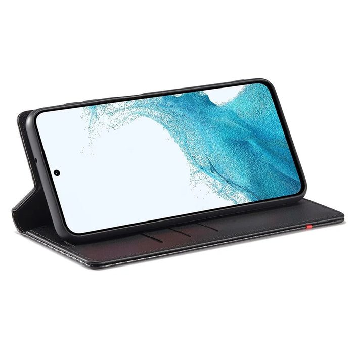 LC.IMEEKE For Samsung Galaxy A15 5G / A15 4G Phone Case Carbon Fiber Texture Shell PU Leather Cover - Horizontal Stripe - 3