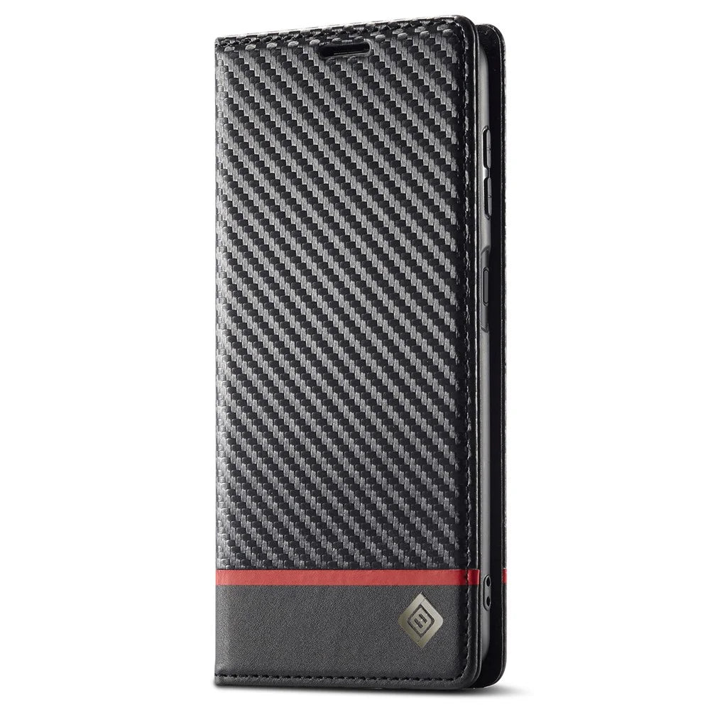 LC.IMEEKE For Samsung Galaxy A15 5G / A15 4G Phone Case Carbon Fiber Texture Shell PU Leather Cover - Horizontal Stripe - 7