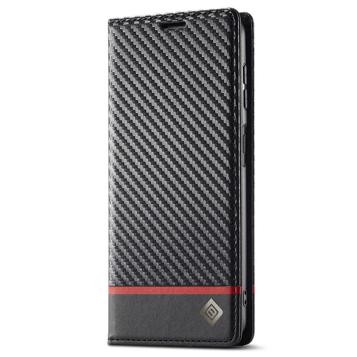 LC.IMEEKE For Samsung Galaxy A15 5G / A15 4G Phone Case Carbon Fiber Texture Shell PU Leather Cover - Horizontal Stripe - 7