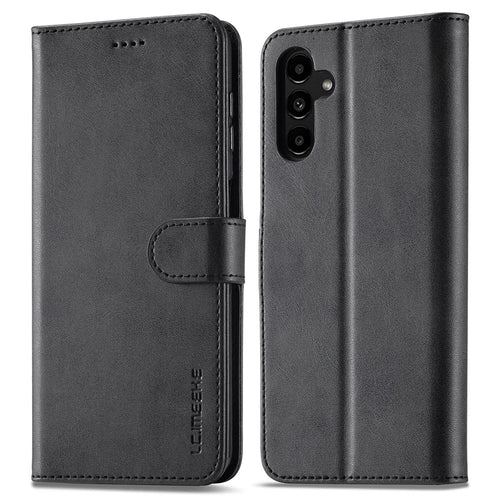 LC.IMEEKE For Samsung Galaxy A15 5G / A15 4G Case Anti-Drop Leather Wallet Phone Cover - Black - 1