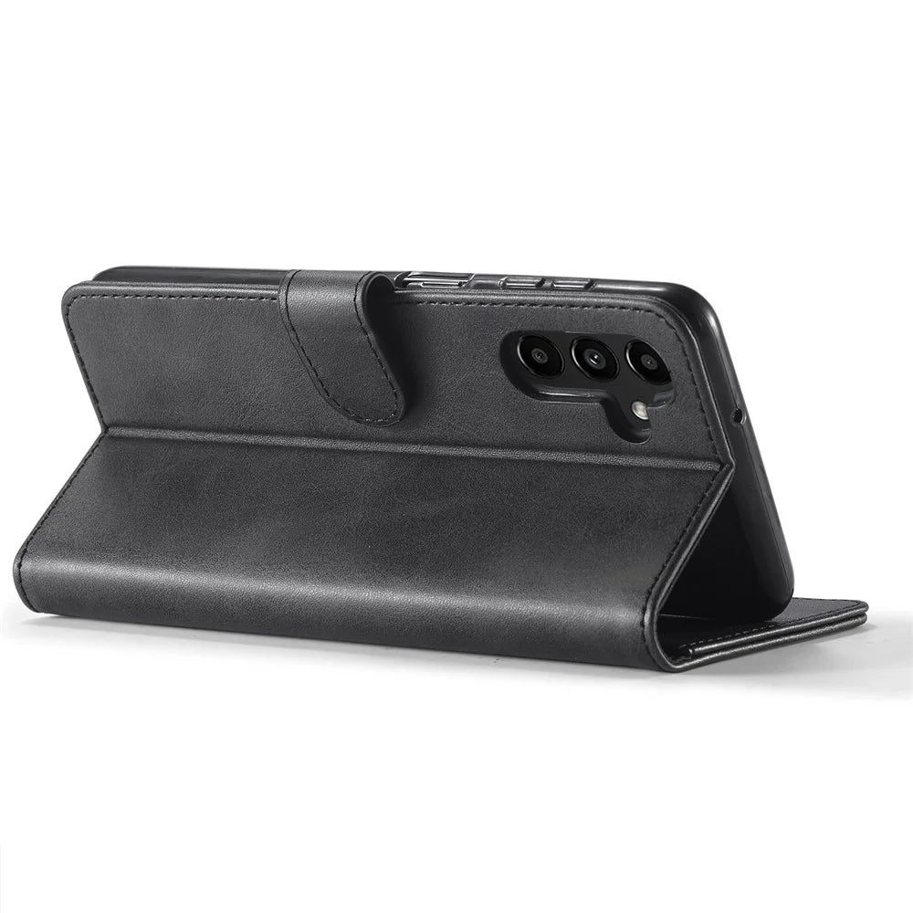 LC.IMEEKE For Samsung Galaxy A15 5G / A15 4G Case Anti-Drop Leather Wallet Phone Cover - Black - 4