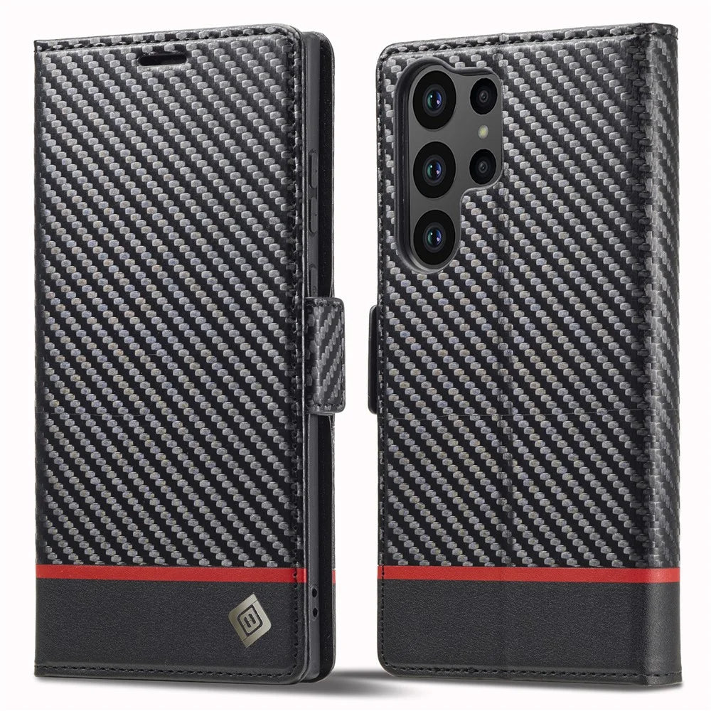 LC.IMEEKE For Samsung Galaxy S24 Ultra Case Carbon Fiber Texture Anti-drop Phone Guard Cover - Horizontal Stripe - 1