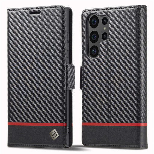 LC.IMEEKE For Samsung Galaxy S24 Ultra Case Carbon Fiber Texture Anti-drop Phone Guard Cover - Horizontal Stripe - 1