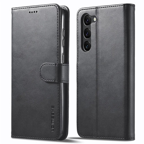 LC.IMEEKE For Samsung Galaxy S24 Case Anti-drop Leather Wallet Phone Cover - Black - 1