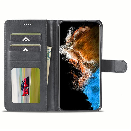 LC.IMEEKE For Samsung Galaxy S24 Case Anti-drop Leather Wallet Phone Cover - Black - 2