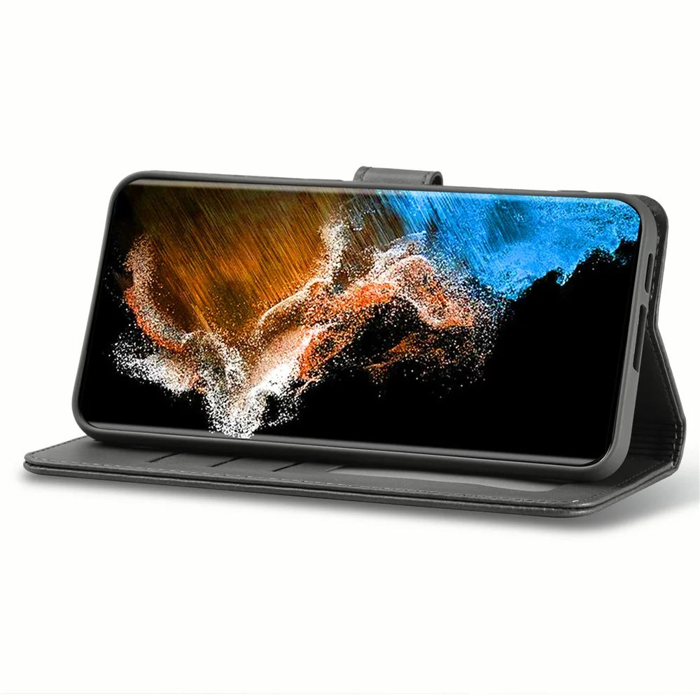 LC.IMEEKE For Samsung Galaxy S24 Case Anti-drop Leather Wallet Phone Cover - Black - 3