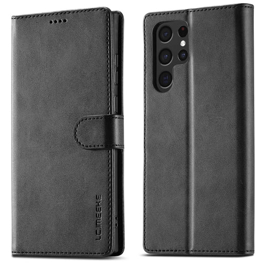 LC.IMEEKE For Samsung Galaxy S24 Ultra Case Drop-resistant Stand Leather Phone Shell Cover - Black - 1