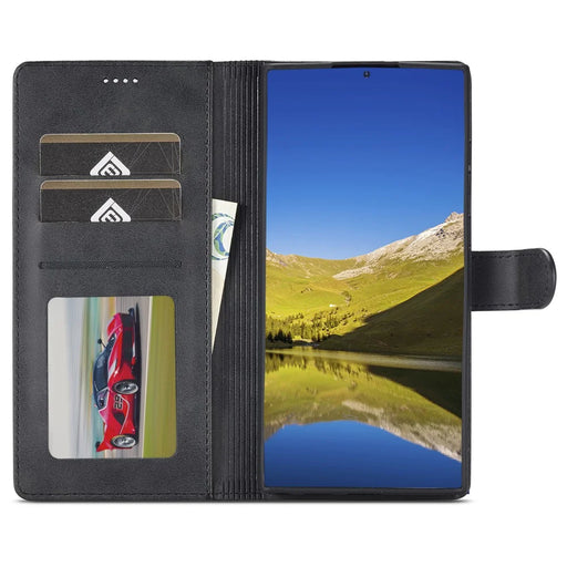 LC.IMEEKE For Samsung Galaxy S24 Ultra Case Drop-resistant Stand Leather Phone Shell Cover - Black - 2