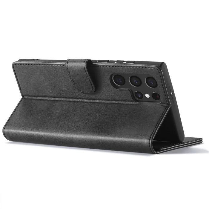 LC.IMEEKE For Samsung Galaxy S24 Ultra Case Drop-resistant Stand Leather Phone Shell Cover - Black - 4