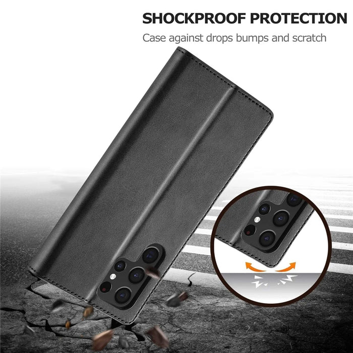LC.IMEEKE For Samsung Galaxy S24 Ultra Case Drop-resistant Stand Leather Phone Shell Cover - Black - 5