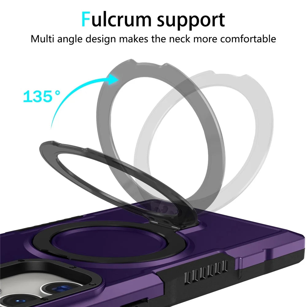 For Samsung Galaxy S23 Ultra Case Magnetic TPU+PC Phone Cover with Ring Kickstand - Dark Purple - 7