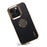 DENIOR For iPhone 14 Pro Max Case PC+TPU+Genuine Cow Leather Electroplating Phone Cover - Black - 2