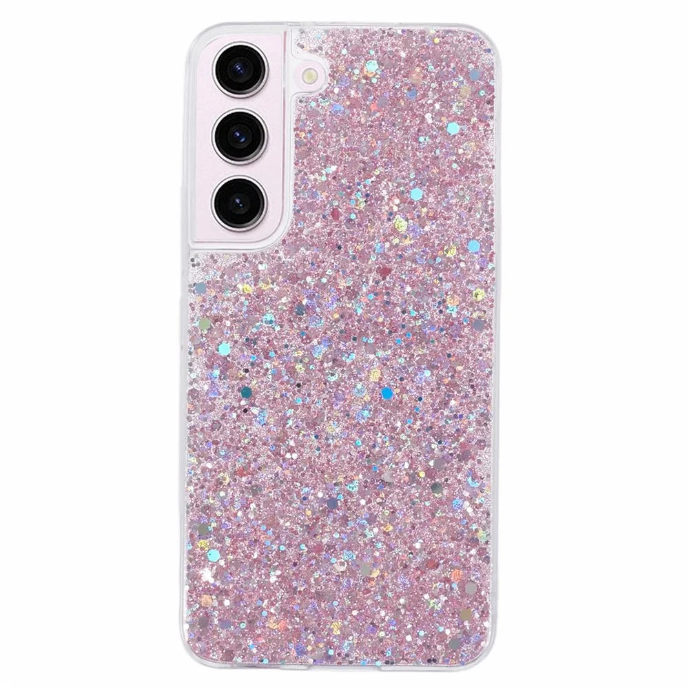 For Samsung Galaxy S22 5G Glitter Case Shiny Sparkle TPU Phone Cover - Pink - 1