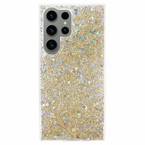 For Samsung Galaxy S23 Ultra Case TPU Glitter Sparkle Phone Cover - Gold - 1