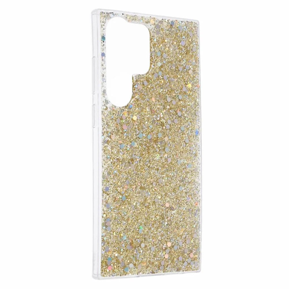 For Samsung Galaxy S23 Ultra Case TPU Glitter Sparkle Phone Cover - Gold - 3