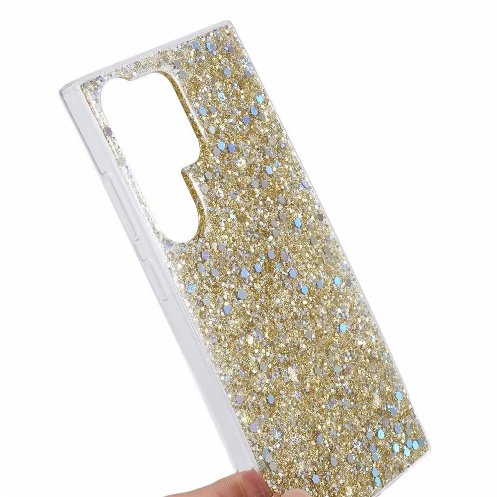 For Samsung Galaxy S23 Ultra Case TPU Glitter Sparkle Phone Cover - Gold - 6