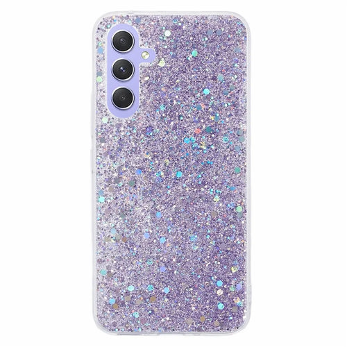 For Samsung Galaxy A54 5G Sequins Glitter Phone Case Soft TPU Back Cover - Purple - 1