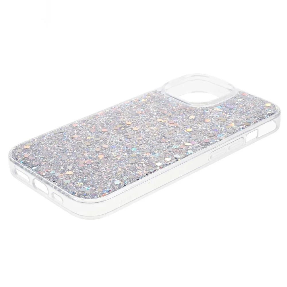 For iPhone 14 Case Glitter Soft TPU Smartphone Cover - Silver - 4